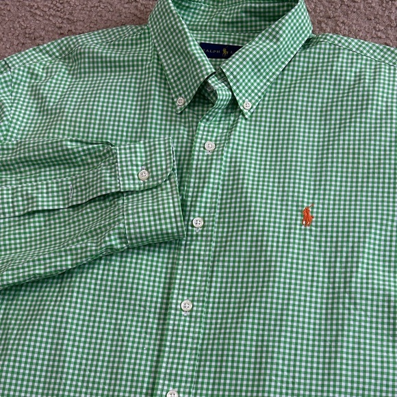 Ralph Lauren Other - Ralph Lauren Button Down Checkered Long Sleeve Shirt Green Men's XL Orange Pony